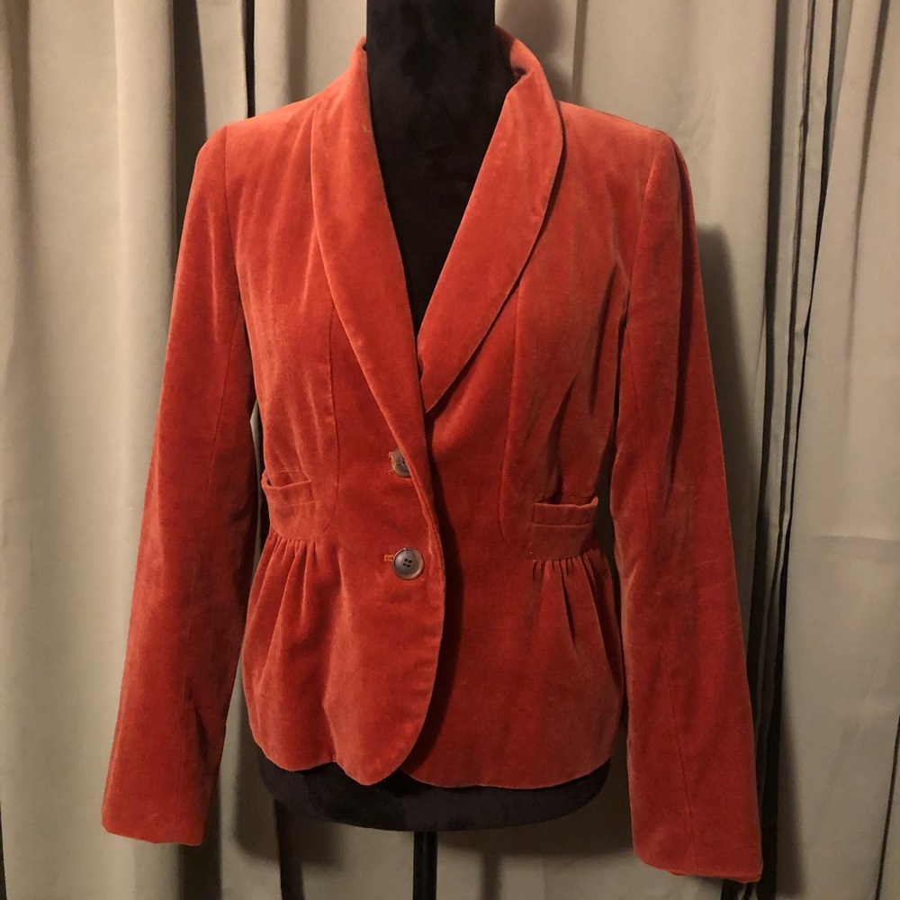 Vintage J Crew Velvet Blazer Size 4 Soft Orange